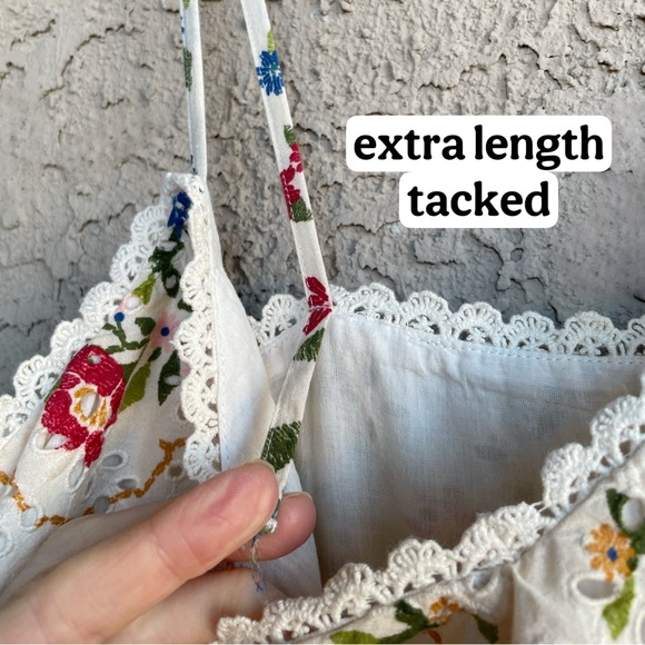 SEZANE x FARM RIO Cream Floral Parrot Eyelet Embroidered Danila Dress *Altered - Picture 15 of 17